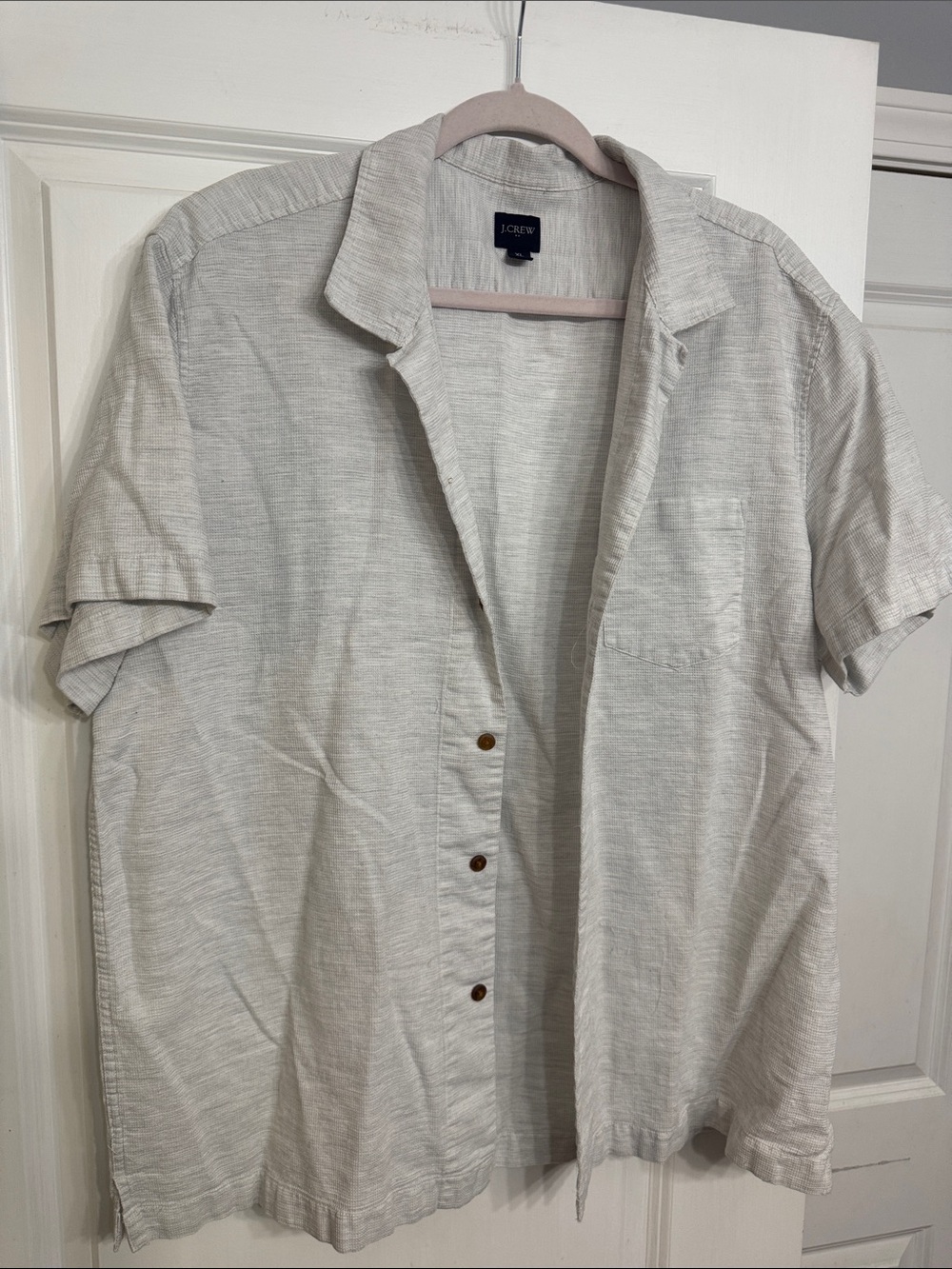 J. Crew Light Gray Short-Sleeve Button-Down Camp Shirt